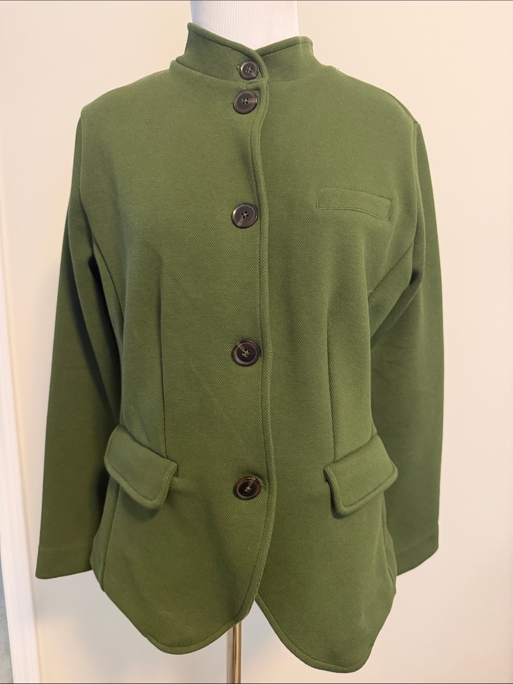 Banana Republic Olive Green Stand-Collar Button Jacket